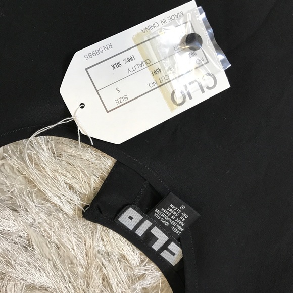 Clio Black 100% Silk Short Sleeve Blouse S NWT - Picture 4 of 7